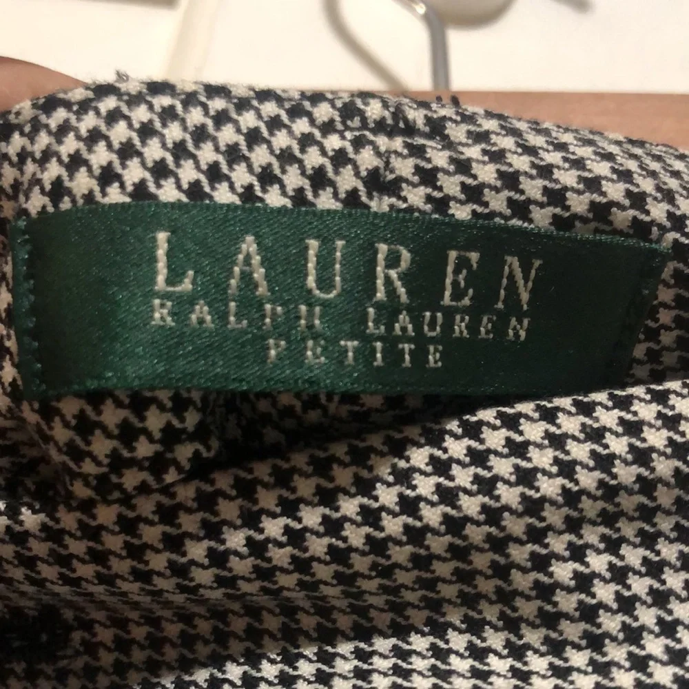 𝅺lauren Ralph Lauren Dress Pants Houndstooth Black and White Pattern Size 2P